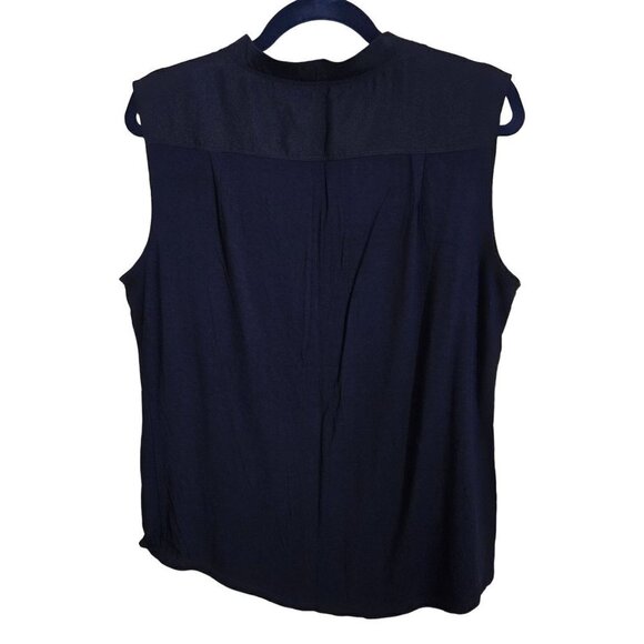Calvin Klein Navy Sleeveless Blouse Jersey Knit Size M - Picture 2 of 4